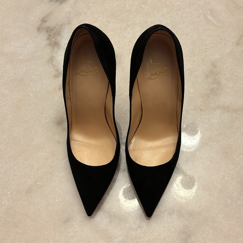Christian louboutins black suede so Kate